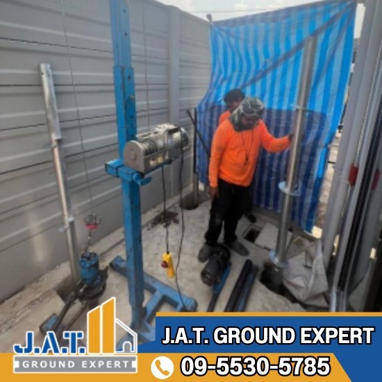 ลงเข็มต่อเติมโรงรถ แบบไม่มีเสียง